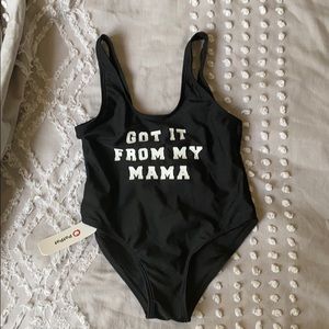 Girls black got it from my mama swim suit
